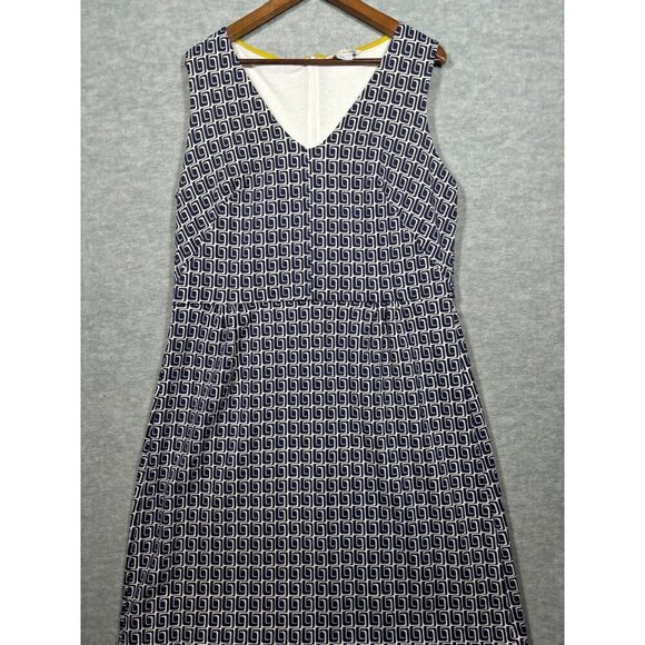Boden Women's Sleeveless V-Neck‎ Dress US 16L Geometric Print Casual Summer - Picture 1 of 5
